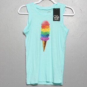 Chaser nwt blue rainbow ice cram cone graphic tank top